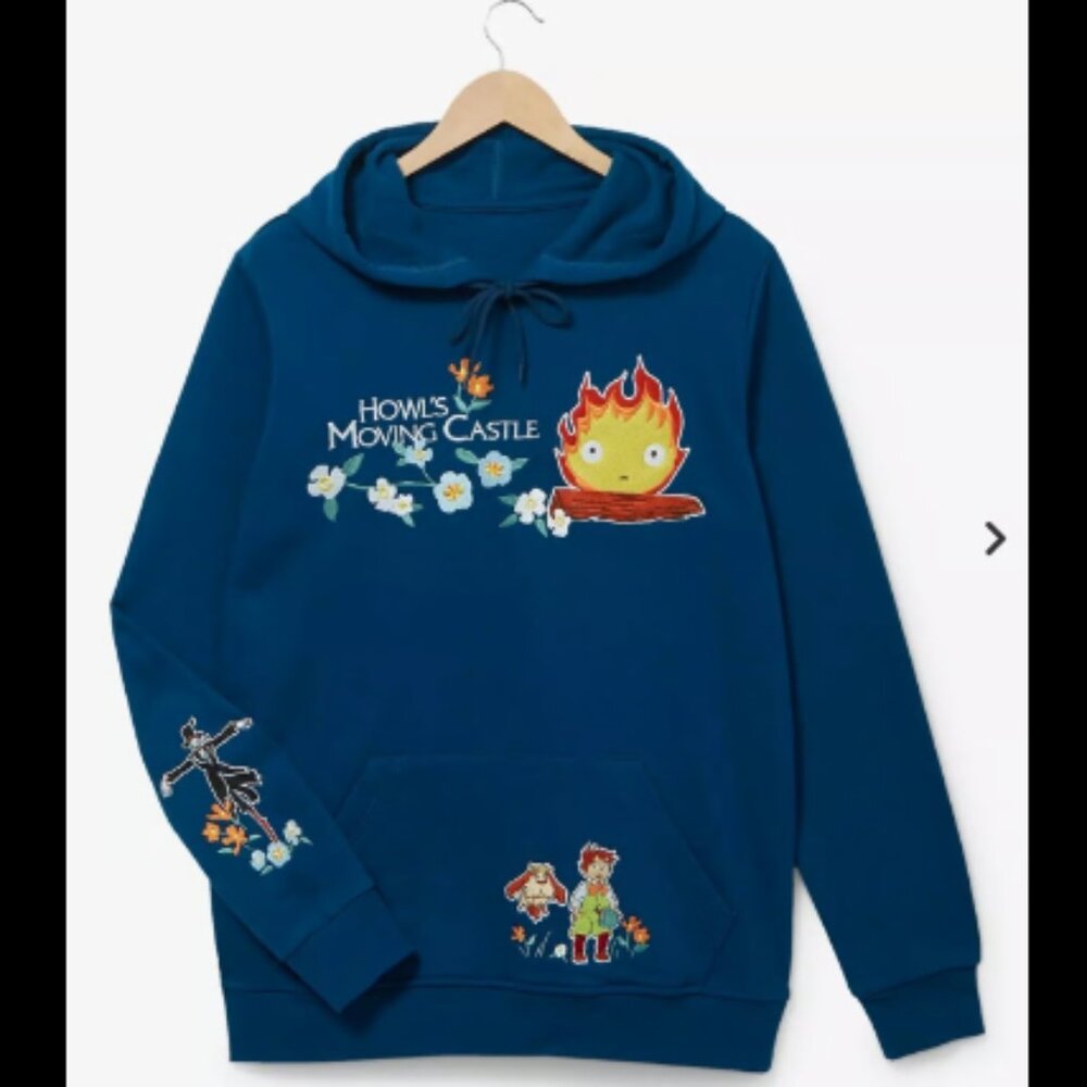 NWT Studio Ghibli Howl's Moving Castle Calcifer Hoodie Size S Color Navy Blue